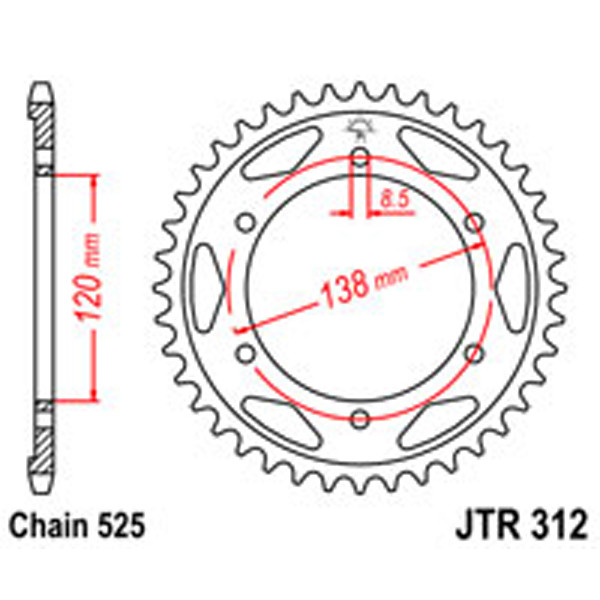 JT JT Rear Sprockets R/W 312-38 (253) HON